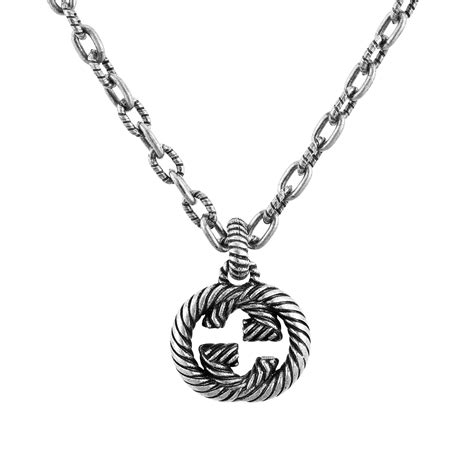 gucci interlocking g silver pendant|interlocking g necklace in silver.